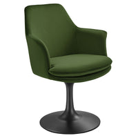 Modway Lippa Swivel Dining Performance Velvet Armchair - Black Moss Green-Stain-Resistant Performance Velvet Upholstery