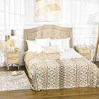 HOMCOM Boho Design Nightstand - Natural - Set of 2-Two drawers for plenty of storage space