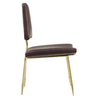 Modway Ponder Antique Faux Leather Dining Side Chair - Brown-Gold Stainless Steel Frame