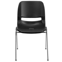 Flash Furniture HERCULES Series Black Ergonomic Shell Stack Chair with Chrome Frame & 18" Seat Height-Set of 5 Multipurpose Stack Chairs
