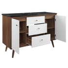Modway Transmit 48" Single Sink Bathroom Vanity - Walnut/Black-Full-Extension Drawers