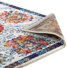 Modway Entourage Kensie Distressed Floral Moroccan Trellis Area Rug - 8 ft W x 10 ft L - Ivory Blue Red Orange Yellow-8