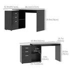 HOMCOM 46" L-Shaped Desk with Drawers - Black-Wood grain adds a sleek touch of style to any decor