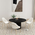 Manhattan Comfort Gracie 24.2" Modern Leatherette Upholstered Dining Chair - White and Gold - Set of 4-Frame and Legs Features Choice of Fully Welded Black Steel or Gold Stainless Steel