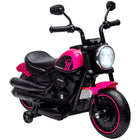 Aosom 6V Kids Electric Ride-On Motorcycle with Training Wheels - Pink-High-traction wheels for splashing through puddles 