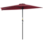 Outsunny Half-Round Patio Umbrella with Crank and 5 Ribs - 9' - Wine Red-Diameter: 9ft, 5 firm ribs construction. 4.5ft from wall to umbrella tip
