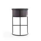 Manhattan Comfort Cosmopolitan 23.7" Mid-Century Modern Faux Leather Upholstered Bar Stool - Pebble and Black - 3 Pack-21" L x 21" W x 37.8" H