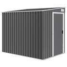 Outsunny 5 x 7FT Lean to Outdoor Storage Shed with Foundation Kit-Functions as a metal bike shed, a tool shed, a generator shed, or a lawn mower storage unit
