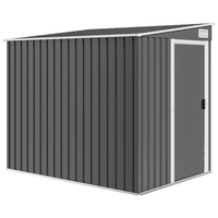 Outsunny 5 x 7FT Lean to Outdoor Storage Shed with Foundation Kit-Functions as a metal bike shed, a tool shed, a generator shed, or a lawn mower storage unit

