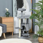 PawHut 44" Cat Tree Tower with Condo, Scratching Posts and Bed - Dark Grey-Integrated scratching posts encourage natural claw maintenance 