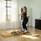Soozier Portable Pilates Reformer Machine for Home Gym-Features adjustable resistance bands and 8 holes for customised workout intensity