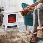 HOMCOM 750/1500W Electric Fireplace Heater - White-Flame effect can be used independently without heat function  