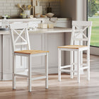 HOMCOM Counter Height Bar Stools with Cross Back and Footrest - Natural - 2 Pack-Attached non-skid foot caps can well prevent ground scratches
