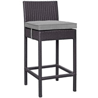 Modway Convene Outdoor Patio Fabric Bar Stool - Espresso Gray-For entertaining or everyday use