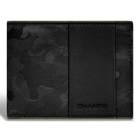 Champs Camo Leather Top Wing Wallet - Black-Leather Top wing wallet in gift box