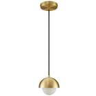 Modway Eclipse Globe Pendant Light - Brass-Adjustable Fabric Hanging Cable