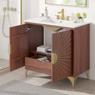 Modway Daylight 36" Bathroom Vanity - White/Walnut-8" Centerset Holes