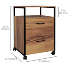 Vinsetto Mobile Letter/A4 Filing Cabinet with Drawers & Hanging Bars - Rustic Brown-Four rolling wheels and two with brakes allow you to move it where you need it
