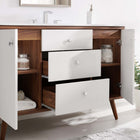 Modway Transmit 48" Single Sink Bathroom Vanity - Walnut/White-Ceramic Sink Basin