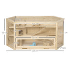 PawHut Wooden Large Hamster Cage 3-Tier with Tray-Levels are accessible by ramps