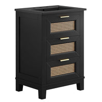 Modway Dixie 24" Solid Wood Bathroom Vanity Cabinet - Black-Solid Mahogany Wood