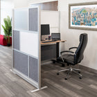 Luxor Modular Wall Extension with Whiteboard - 53" W x 70" H - Segmented Grey Frame, Frosted Acrylic, Cool Grey PET-Integrates with the Room Divider System for scalable layouts