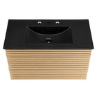 Modway Render 36" Wall-Mount Bathroom Vanity - Oak/Black-Ceramic Sink Basin