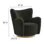 Modway Montrose Wingback Sherpa Swivel Accent Chair - Fern Walnut-Fuzzy Sherpa Upholstery