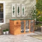 PawHut 76" L Outdoor Wooden Catio Walk-in Cat House with Jump Platforms - Orange-Top asphalt roof for weather resistance 