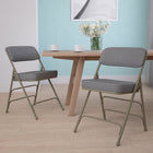 Flash Furniture HERCULES Series Premium Curved Triple Braced & Double Hinged Grey Fabric Metal Folding Chairs - 2 Pack-Grey Powder Coated Frame Finish
