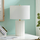 Hudson&Canal Seren 23" Tall Table Lamp with Fabric Shade - Matte White/Brass/White-Clean with a soft, dry cloth and no harsh chemicals or abrasive cleaning materials