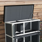 PawHut Wood Rabbit Hutch with 2 Large Rooms, Ramp and Trays - Grey-Metal wire is strong and allows you to observe your small animals 