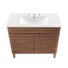Modway Render 36" Bathroom Vanity - Walnut/White-Ceramic Sink Basin
