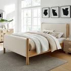 Modway Maven Full Size Fabric Upholstered Platform Bed - Ivory Oak-Heathered Weave Fabric