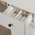 HOMCOM Rolling Drop Leaf Folding Dining Table with Drawers & Storage Cabinet for 4-6 - White-Material: Particleboard 