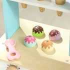 Qaba Kids Wooden Ice Cream Toy Shop with Toy Food - Light Blue-Built-in shelf and compartment help teach kids organization and tidiness 