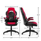 Emerge Vortex Bonded Leather Gaming Chair - Black/Red-Flip-up adjustable arm with dimensions: 28.3"-32.1"H x 21.7"W