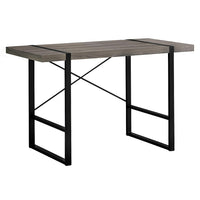 Monarch Specialties 7310 48" Computer Desk - Dark Taupe/Black Metal-Industrial-inspired computer desk with a thick-panel desktop in a dark taupe wood-look finish