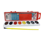 Charles Leonard Semi-Moist Watercolor Paint Set - Oval Pan with Brush - 8 Assorted Colors - 12 Sets-Sold as 12 sets, each set includes 8 vibrant colors and 1 nylon brush