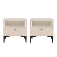 Manhattan Comfort Amara 39.4" Modern Nightstand 2-Piece Set - Pale Rose/White-Modern Nightstand for Bedroom and Living Room Use. Set of 2