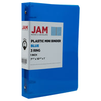 JAM Paper Mini Plastic 1" 3-Ring Binder - Blue - 24 Pack -English only packaging