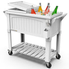 Permasteel 80 qt Furniture Style Patio Cooler with Divider - White-Additional features: Bottle opener, cap catcher