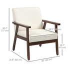 HOMCOM Modern Accent Chair with Cushioned Seat - Wood Legs for Bedroom - Cream White-Adjustable feet keep stable on uneven ground
