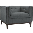 Modway Serve Upholstered Fabric Armchair - Grey-Walnut Stained Rubberwood Legs