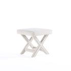 Manhattan Comfort Abigail 20.47" Mid-Century Modern Velvet Upholstered Ottoman Bench - Cream-Mid-Century Modern Ottoman Perfect for Living Room and Bedroom Use