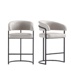 Manhattan Comfort Augusta 22.8" Modern Leatherette Upholstered Counter Stool - Light Grey - 2 Pack-Modern Counter Stool with Backrest Perfect for Bar and Kitchen Use