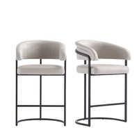 Manhattan Comfort Augusta 22.8" Modern Leatherette Upholstered Counter Stool - Light Grey - 2 Pack-Modern Counter Stool with Backrest Perfect for Bar and Kitchen Use