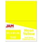 JAM Paper Shipping Labels, Half Sheet, 5.5 x 8.5, Neon Yellow, 50 Pack-Shipping Labels