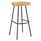 Modway Concord Backless Wood Bar Stools - Oak - Set of 2-Adjustable Non-Marking Foot Glides