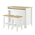 Modway Garland 3-Piece Kitchen Island and Stool Set - Oak White-9